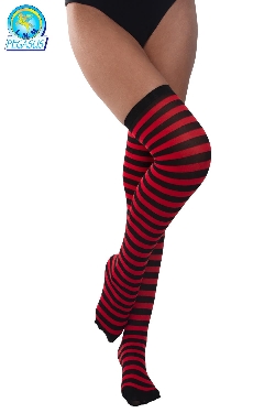 CALZE PARIGINE RIGATE ROSSO NERO ADULTA